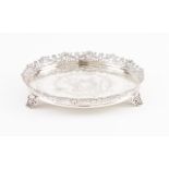 A gallery salver Portuguese silver Engraved with flowers, pierced gallery and feet decorated in