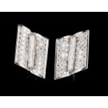 A pair of diamond earrings Set in white gold with 124 brilliant cut diamonds (ca. 1,85ct) Portuguese