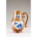 A large coffee pot Chinese export porcelain ""Chocolate"" decoration with blue and white cartouches