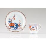 A cup and saucer Chinese export porcelain Imari decoration with flowers Qianlong Period (1736-