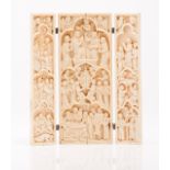 European workshop of the 14th century A carved ivory triptych Represeting scenes of the life and