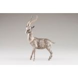 A Deer Spanish silver sculpture representing a deer Spain assay mark, 20th century (wear signs)