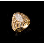 A diamond ring Set in two-toned gold with nine small brilliant cut diamonds Portuguese assay mark (