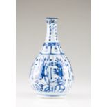 A bottle Chinese porcelain Blue decoration depicting flowers and horses Ming Dynasty, Wanli