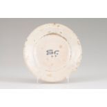 A small convent plate Portuguese faience Blue decoration with ""S.C."" inscription Possibly Sobreiro