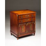 An Empire style chamber pot table Mahogany Front simulating two drawers and two doors Brass mounts