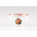 A bowl Chinese export porcelain Polychrome and gilt Famille Rose decoration depicting coat-of-arms