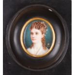 European school of the 19th century Lady's portrait Miniature on ivory Signed with ""DAC"" monogram