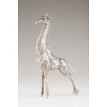 A giraffe A Spanish silver sculpture representing a giraffe Spain assay mark, 20th century (wear