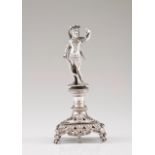 A toothpick holder Brazilian silver of the 19th century Representing a native man with bow and