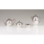 A Belle-Époque/ Art Nouveau coffee and tea set Portuguese silver of the early 20th century Richly