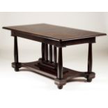 An Empire style center table Base shaped as a plinth and top supported by seven columns Europe, 20th