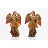 A pair of Baroque angels Polychrome and gilt wood Portugal, late 17th, early 18th century (small