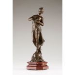 Feminine nude Jean Jules Cambus (1828-1917) Patinated bronze sculpture Marble base Signed Height: 44