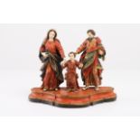 Holy Family Indo-Portuguese ivory and wood group sculpture Carved, painted and gilt wood Carved