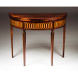 A D. Maria (1777-1816) card table Rosewood Satinwood marquetry decoration Green lined interior