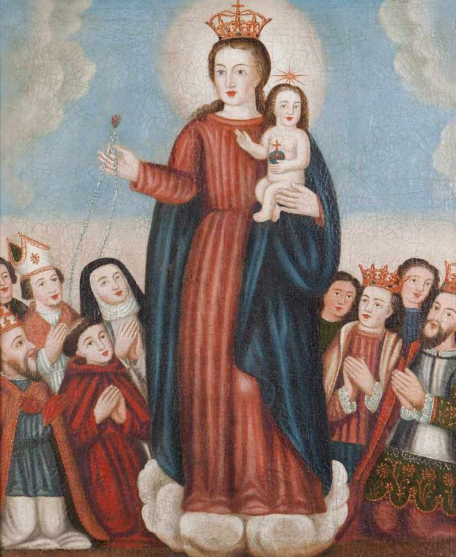 Portuguese school of the late 17th, early 18th century Our Lady of the Rosary with the Child