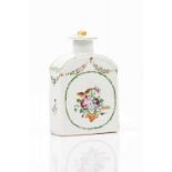 A tea caddy Chinese export porcelain Polychrome Famille Rose floral decoration Qianlong Period (