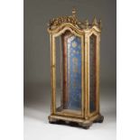 A D. Maria oratory Painted and gilt wood with carved decoration Glazed door and sides Painted