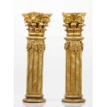 A pair of D. Maria columns Carved, polychrome and gilt wood Fluted stems 18th century (small losses