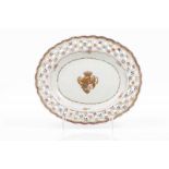 A small pierced tab oval dish Chinese export porcelain Polychrome and gilt Famille Rose decoration,