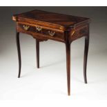 A D. José/ D. Maria card table Rosewood veneered rosewood with thornbush inlaid frieze Green lined