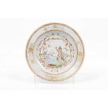 A pout plate Chinese export porcelain Gilt and polychrome Famille Rose decoration in the Meissen