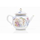 A teapot with cover Chinese export porcelain Blue underglaze, Famille Rose and cameau-rose