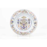 An armorial charger Chinese export porcelain Polychrome Famille Verte decoration Coat-of-arms