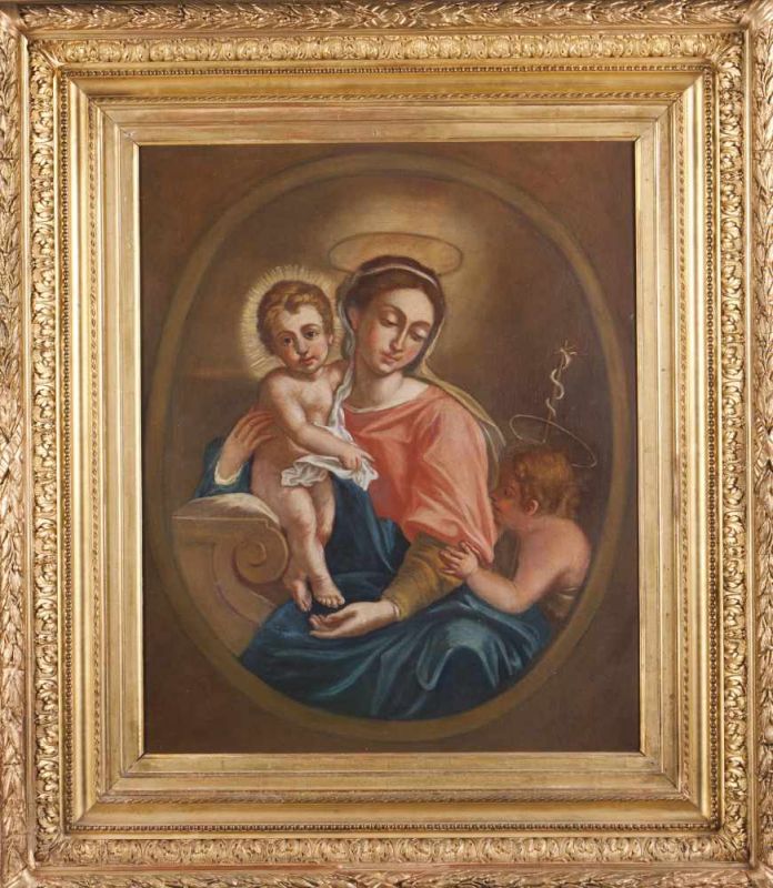 Our Lady with the Child and Saint John Oil on canvas Portugal, 19th century 62x49,5 cm 15.00 %