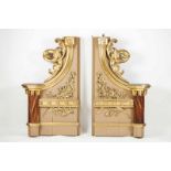 A pair of large panelling fragments Wood Carved and gilt decoration representing scrolls and floral