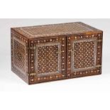 A Mogul cabinet Teak Rich ivory inlaid decoration depicting floral motifs Front with two doors and
