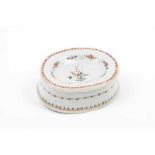 An oval salt cellar Chinese export porcelain Polychrome Famille Rose floral decoration Qianlong