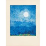 Max Ernst (Brühl 1891 – 1976 Paris) "Ein Mond ist guter Dinge". 1970 Farbserigrafie auf festem