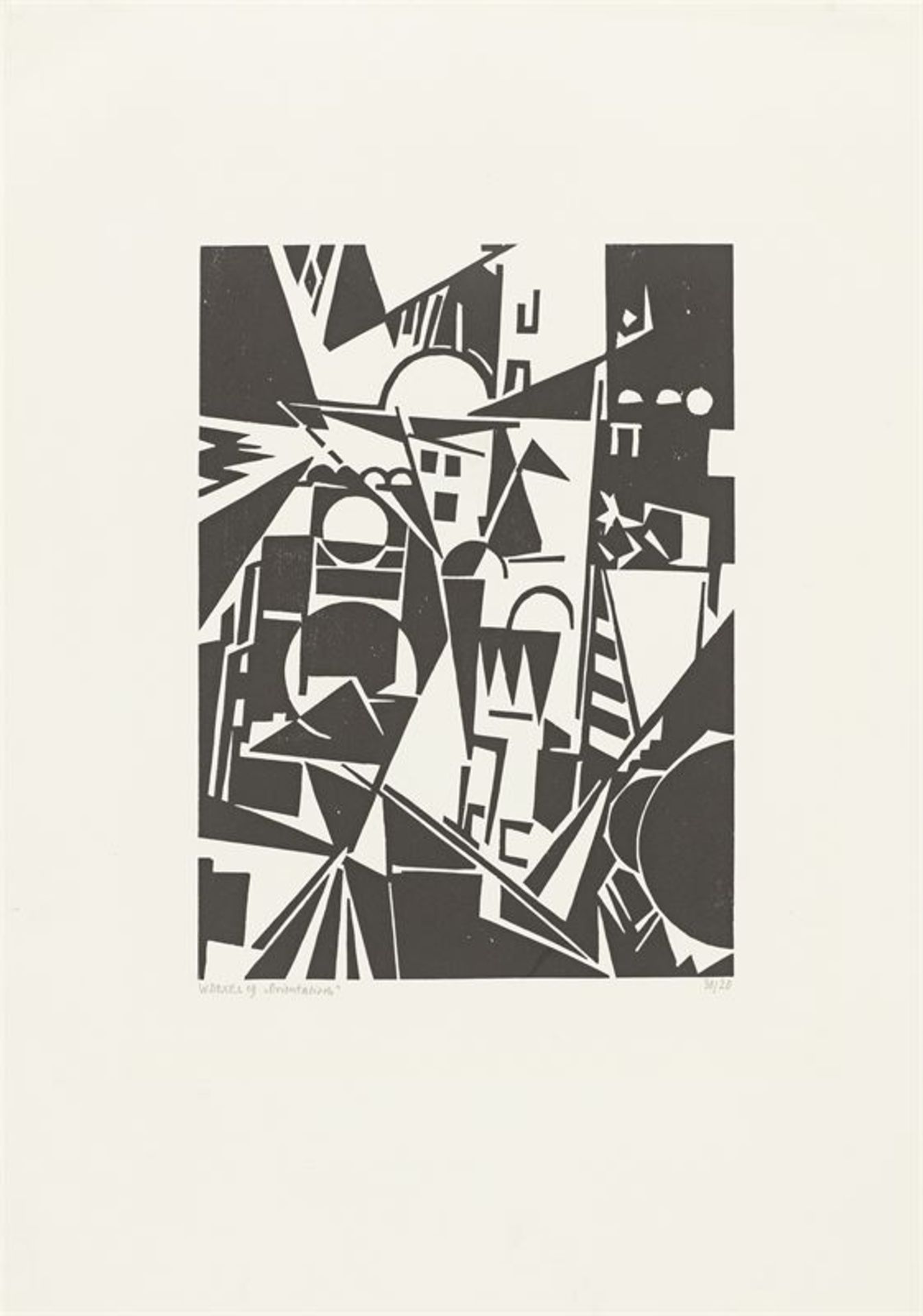 Walter Dexel (München 1890 – 1973 Braunschweig) „Orientalisch“. 1919/1960 Holzschnitt auf Papier.
