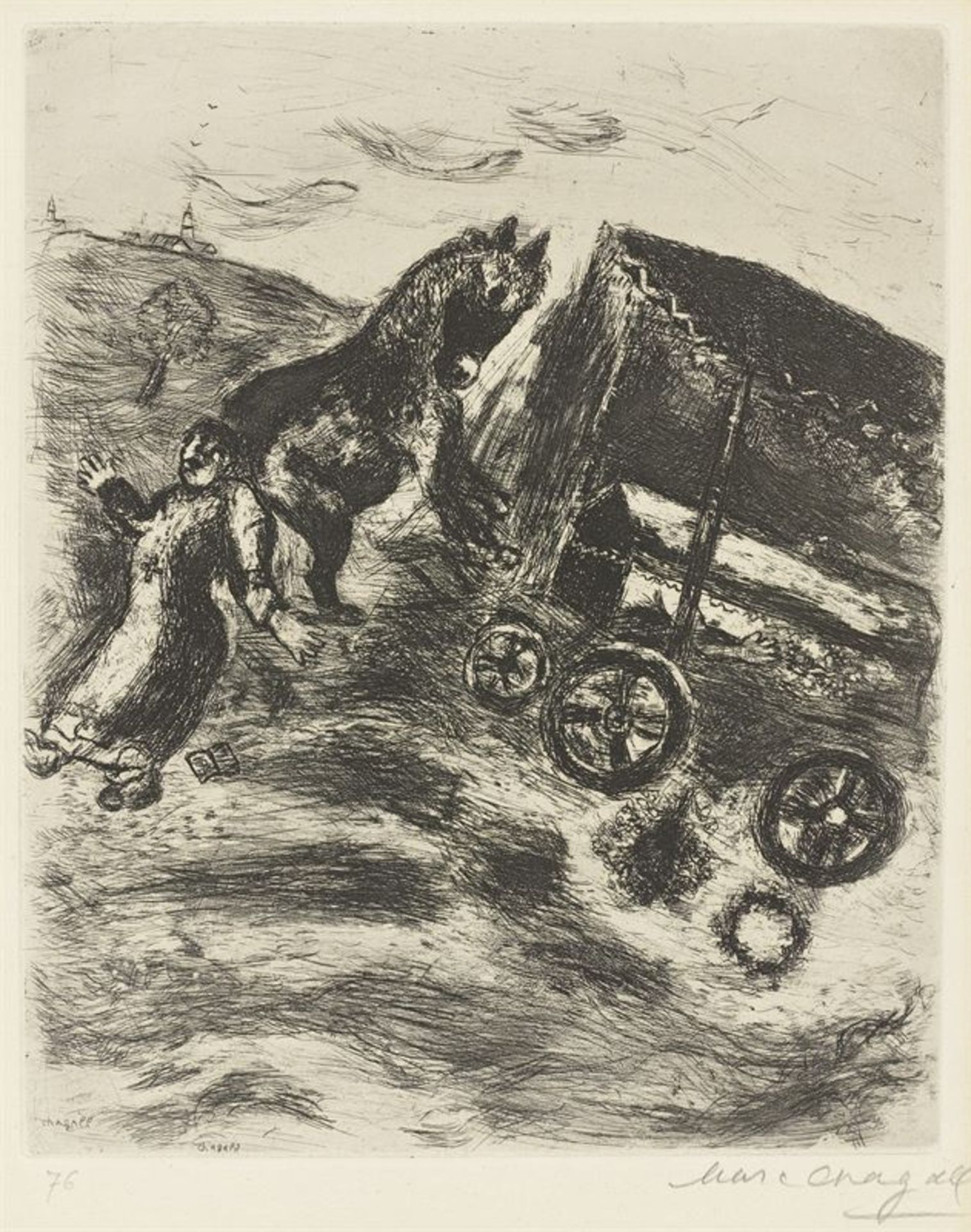 Marc Chagall (Witebsk 1887 – 1985 Saint-Paul-de-Vence) „Le curé et la mort“. 1927-30 / 1952