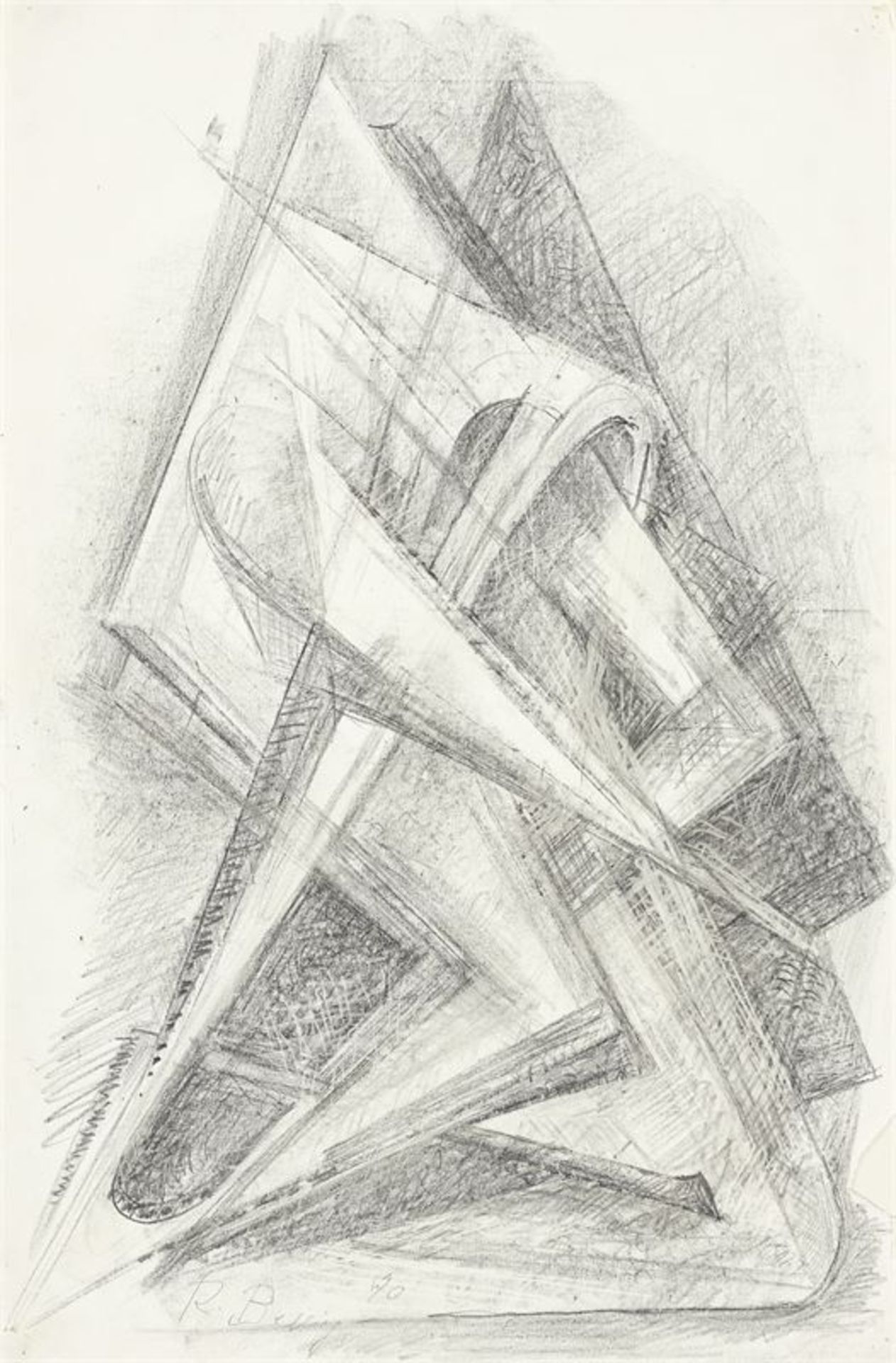 Rudolf Belling (Berlin 1886 – 1972 Krailling b. München) Ohne Titel. 1970 Bleistift auf Papier. 49,8