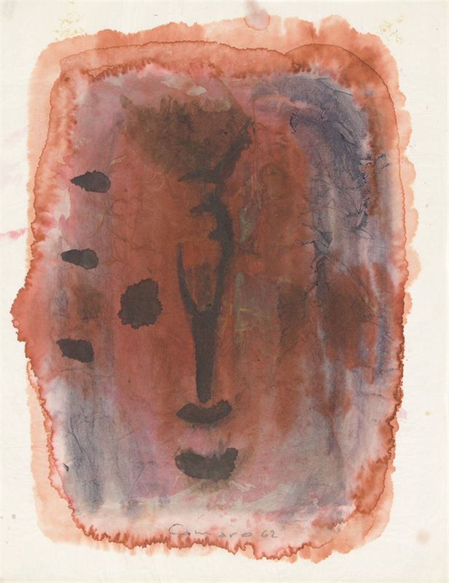 Alexander Camaro (Breslau 1901 – 1992 Berlin ) Maske. 1962 Aquarell und Tusche auf Japanbütten. 58,9