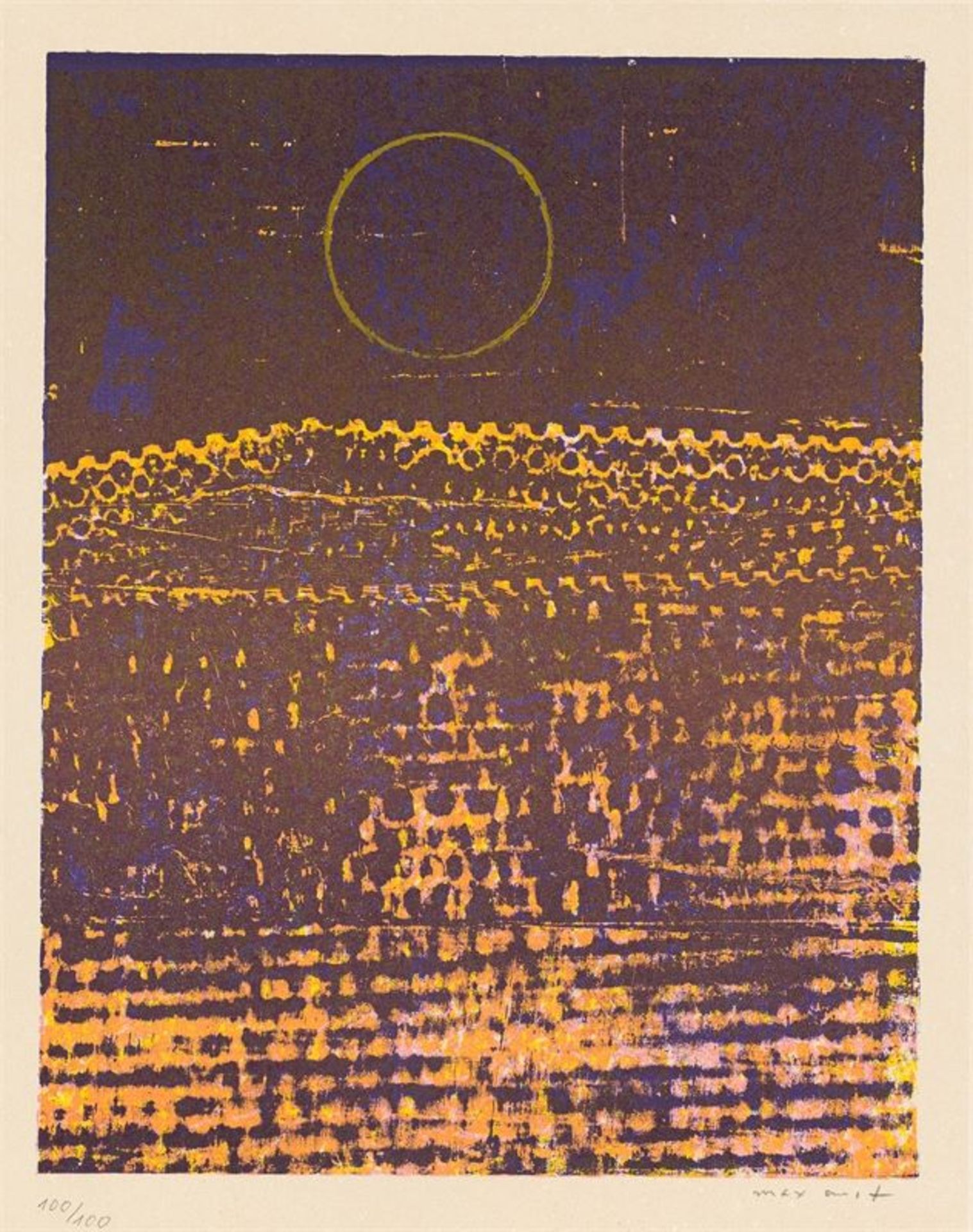 Max Ernst (Brühl 1891 – 1976 Paris) „Le soleil. La ville entière“. 1968 Farblithografie auf Velin.