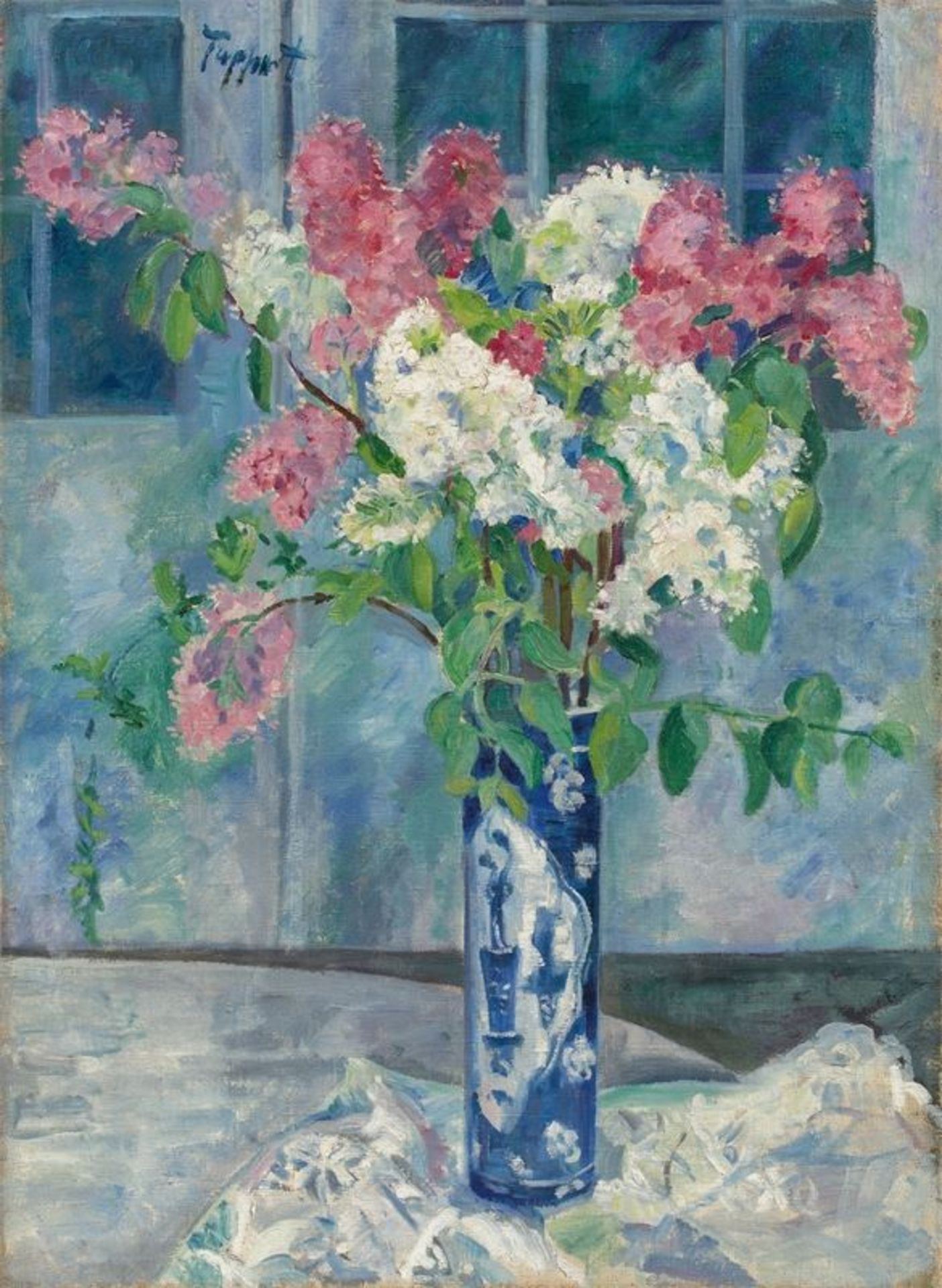 Georg Tappert (1880 – Berlin – 1957) Flieder in japanischer Vase. Um 1906/09 Öl auf Leinwand. 107,