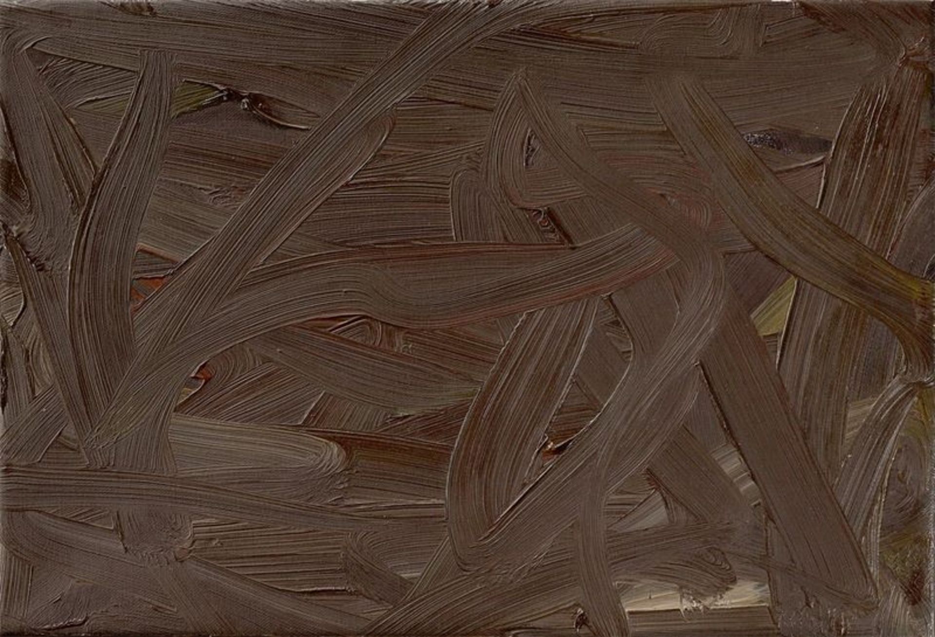 Gerhard Richter (Dresden 1932 – lebt in Köln) „Vermalung (Braun)“. 1972 Öl auf Leinwand. 27 × 40
