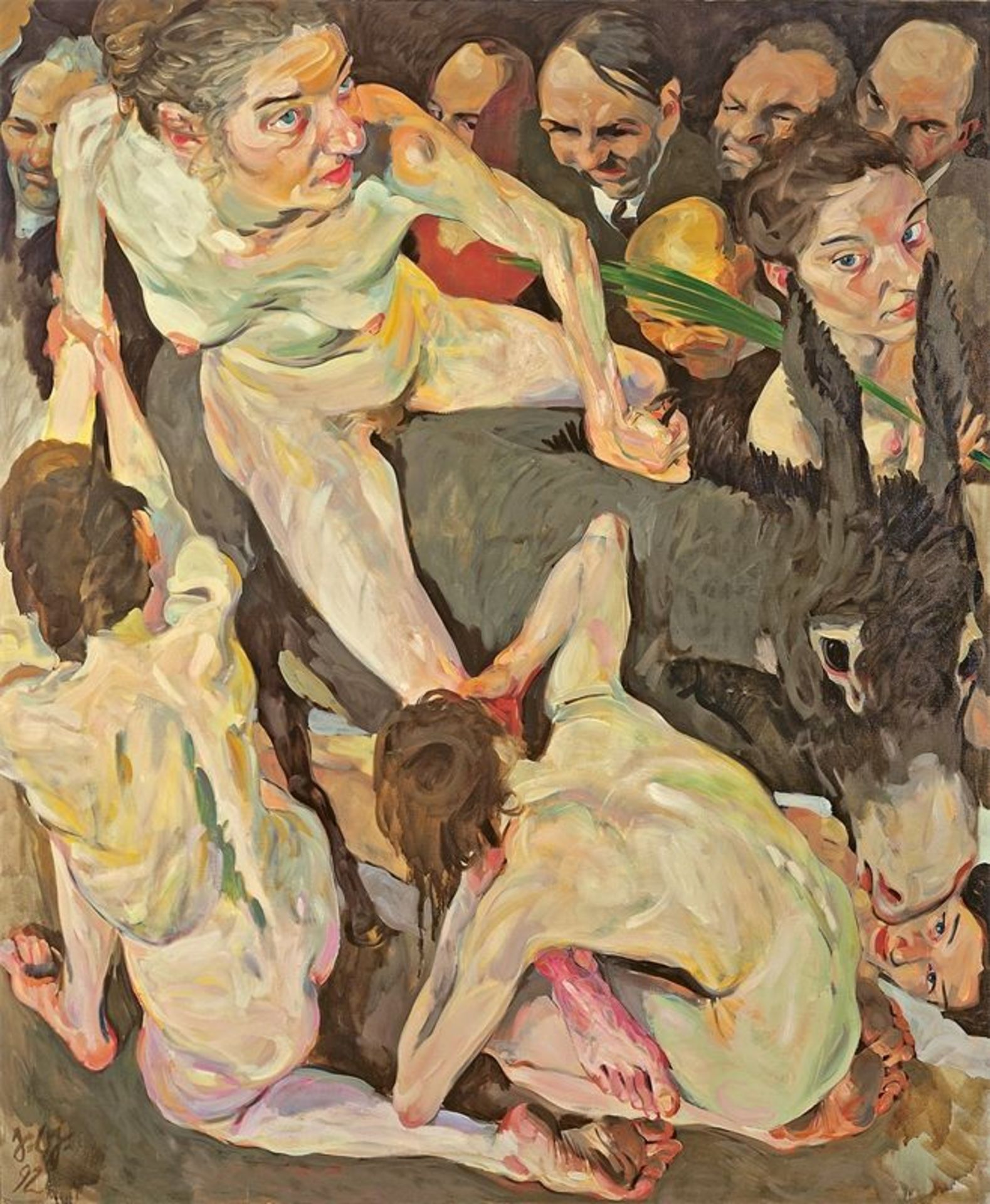 Johannes Grützke (1937 – Berlin – 2017) „Jesu Einzug nach Jerusalem IV“. 1992 Öl auf Leinwand. 206 ×