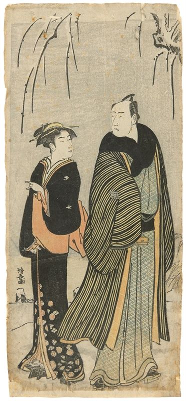 Torii Kiyonaga (1752 – Tokio – 1815) Zwei Blätter mit den Schauspielern Yamashita Kinsaku II. (in