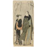 Torii Kiyonaga (1752 – Tokio – 1815) Zwei Blätter mit den Schauspielern Yamashita Kinsaku II. (in