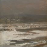 Adolf Friedrich (1824 – Dresden – 1889) An der Elbe. Um 1840 Öl auf leichtem Karton auf Pappe.