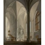 Deutsch, um 1810 () Inneres einer gotischen Kirche. Öl auf Leinwand. 52,3 × 44 cm ( 20 ⅝ × 17 ⅜