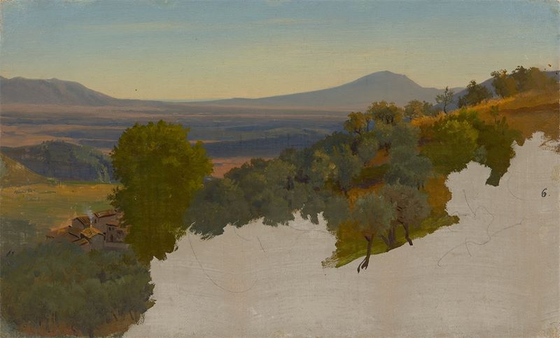 Albert Venus (1842 – Dresden – 1871) „Blick von der Casa Baldi auf den Monte Artemisio“. Öl über