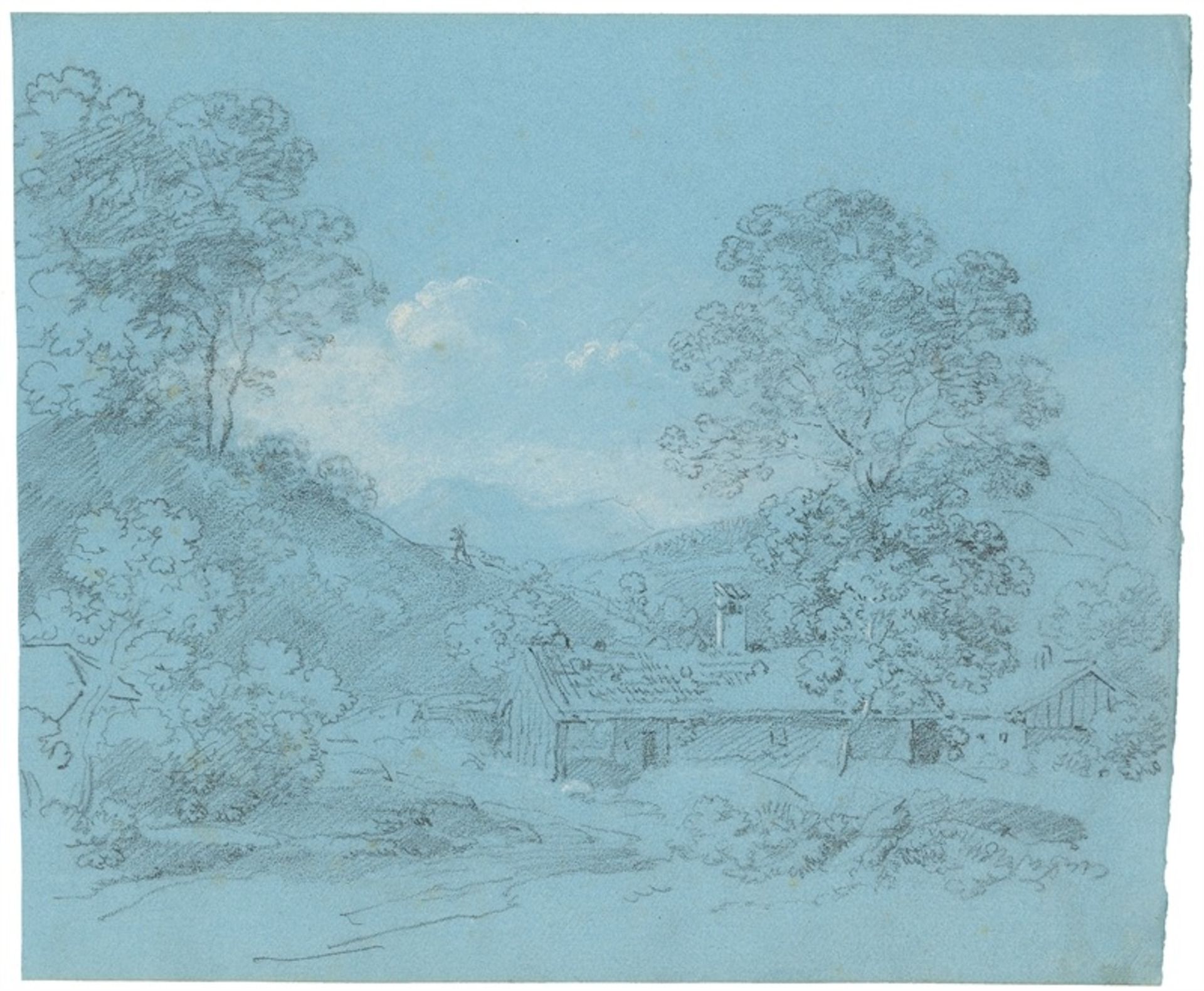 Johann Georg von Dillis (Grüngiebing 1759 – 1841 München) „Bergige Landschaft mit Haus und