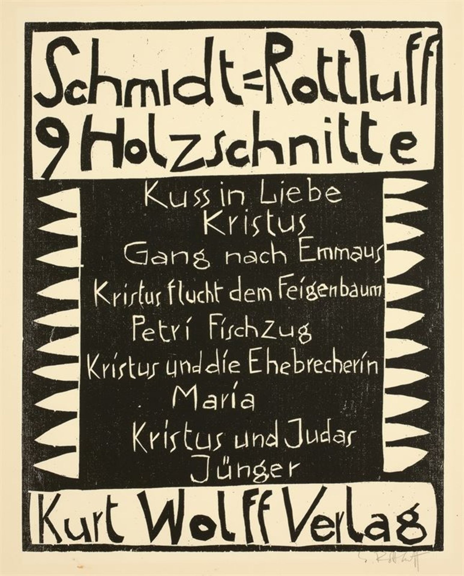 Karl Schmidt-Rottluff (Rottluff 1884 – 1976 Berlin) „9 Holzschnitte“. 1918 Halbpergamentmappe mit 10