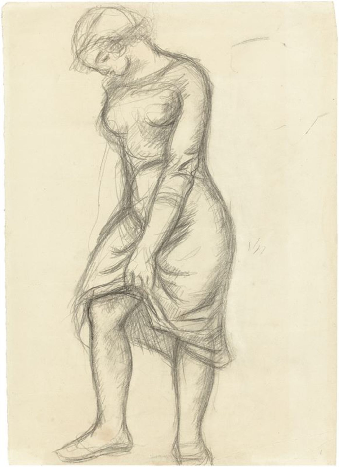 Aristide Maillol (1861 – Banyuls-sur-Mer – 1944)Stehende Frau. Um 1930/32Bleistift auf festem